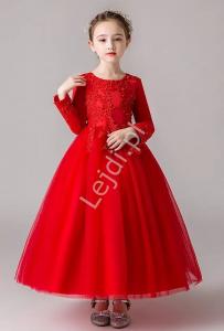 Czerwona sukienka dla dziewczynki, długa suknia dla dziewczynki na wesele, na bal CK683