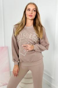 Ciemno beżowe dresy damskie California 9451