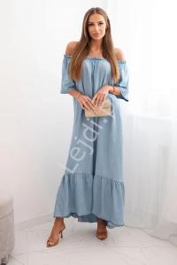 Jeansowa długa sukienka hiszpanka Plus Size z krótkim rękawkiem oversize 21694