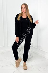 Komplet 3 w 1 bluza + top + spodnie czarny 9588