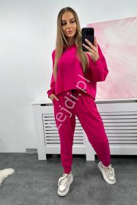 Fuksjowy oversizowy komplet dresowy 2w1 Best you can 9456