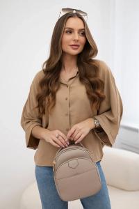 Bluzka oversize zapinana na guziki camelowa