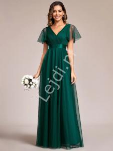Zielona sukienka wieczorowa na wesele z tiulu 7962 r.34 -r.52