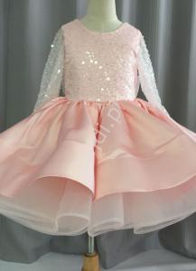 Jasno różowa sukienka dla dziewczynki z cekinami 398