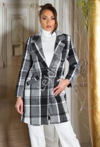 Elegancki szary płaszcz w kratę