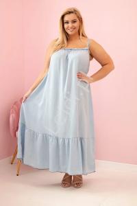 Jeansowa długa sukienka Plus Size na ramiączkach 21646