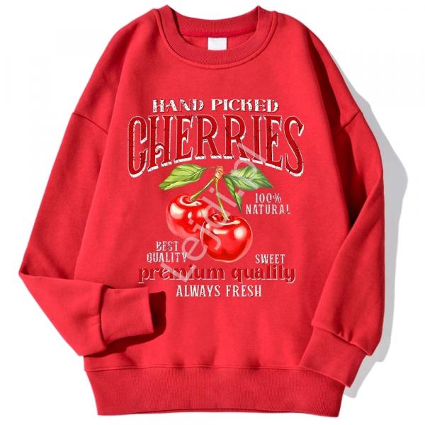 Czerwona bluza wisienkiz nadrukiem Cherrie Hand Picked