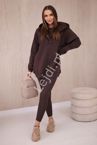 Czekoladowo brązowy komplet dresowy 3w1 z legginsami Stay Cool 9446