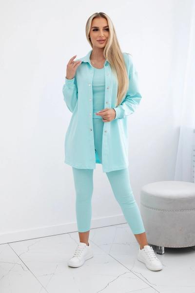 Komplet 3-częściowy bluza, top i legginsy miętowa 9452