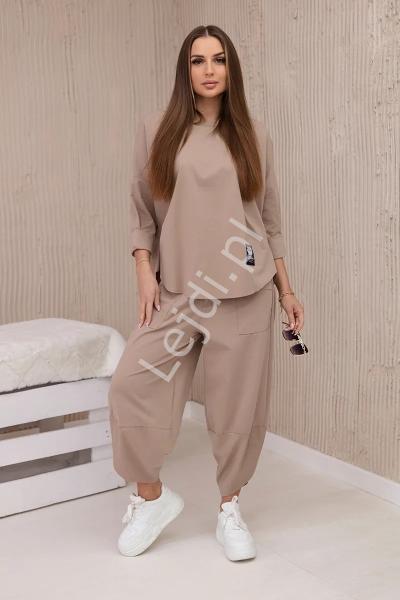 Komplet new punto bluza + spodnie karmel