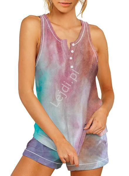 Kolorowa piżama damska w stylu tie dye, komplet damski do spania 0231