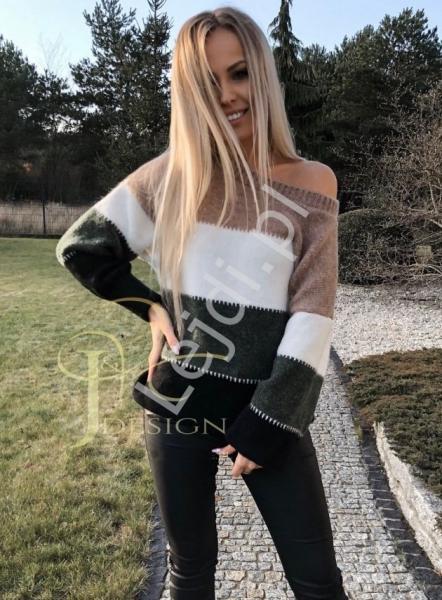 Sweter damski w pasy, Moli 6 kolorów, Polski Producent