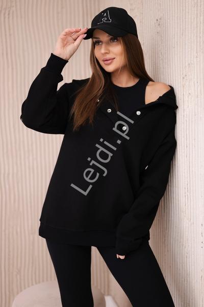 Czarny 3 częściowy zestaw dresowy z legginsami Stay Cool 9446