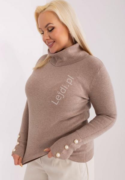 Beżowy sweter Plus Size z guzikami PM781.13