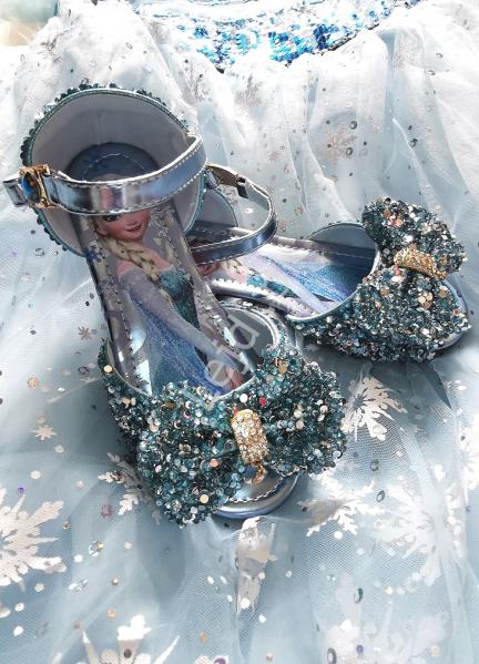 Buty dla dziewczynki z kryształkami błękitne Frozen, Kraina Lodu Elsa