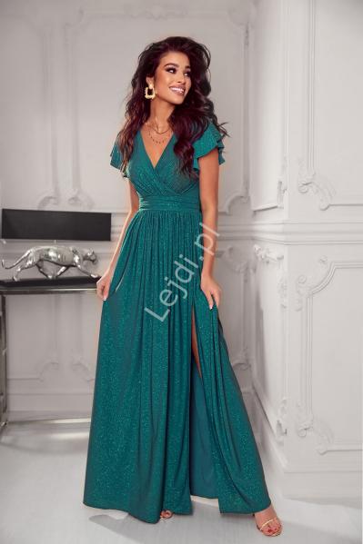 Sukienka zielona z rękawkami ala motylki Selena, r.34 -52, Plus size