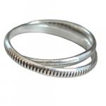 Srebrny pierścionek podwójny - wąska obrączka - łączenie dwóch obrączek - gładkiej i grawerowanej