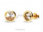 Kolczyki srebrne pozłacane swarovski tiny bonbon studs w kolorze golden shadow.