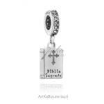 Zawieszka srebrna charms oksydowany biblia