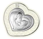Pamiątka obrazek srebrny madonna w sercu z modlitwą "zdrowaś maryjo.."