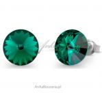 Kolczyki srebrne swarovski candy studs w kolorze emerald.