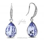 Kolczyki srebrne z kryształami swarovski classy pear w kolorze provence lavender.