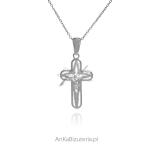 Krzyżyk srebrny satynowany jezus na krzyżu