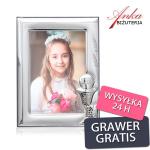 Ramka srebrna do zdjęcia życzenia - prezent komunię świętą grawer gratis!