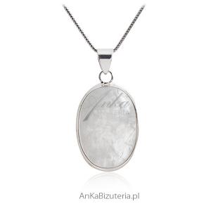 Duży wisior srebrny z kamieniem szczęścia - kamieniem księżycowym l