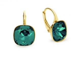 Kolczyki barete gold crystals w kolorze emerald