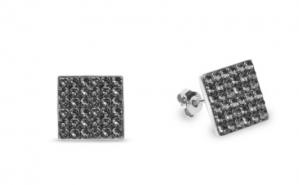 Kolczyki srebrne swarovski kingdom studs w kolorze silver night.