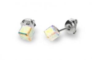 Kolczyki srebrne small cube studs aurore boreale