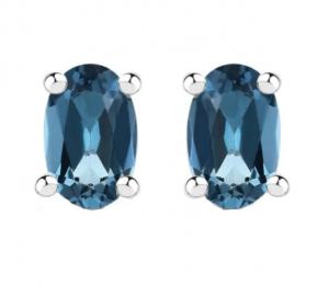 Kolczyki srebrne sztyfty z topazem london blue