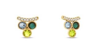 Kolczyki z pozłacanego srebra próby 925 oraz ekskluzywnych kryształów w kolorach aquamarine, citrus green i emerald