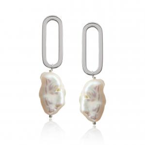 Kolczyki srebrne z barokową perłą pearl sculpt