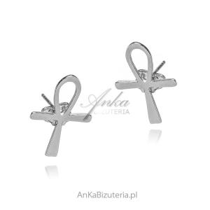 Srebrne kolczyki krzyże ankh -symbol egipskiej cywilizacji