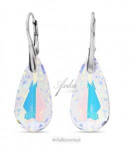 Kolczyki srebrne swarovski teardrop w kolorze aurora borealis.