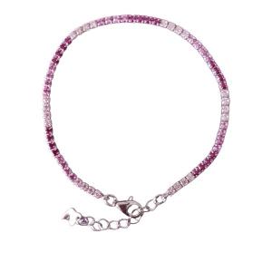 Srebrna bransoletka z różowymi cyrkoniami