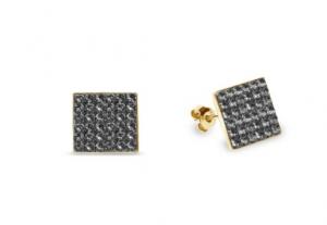 Kolczyki srebrne pozłacane swarovski kingdom studs w kolorze silver night.