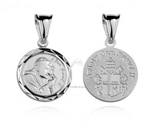 Srebrny medalik diamenowany .papież jan paweł ii
