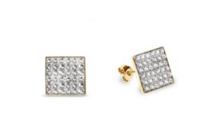 Kolczyki srebrne pozłacane swarovski kingdom studs w kolorze crystal