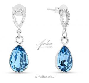 Kolczyki melfi srebrne z kryształem crystals w kolorze aquamarine