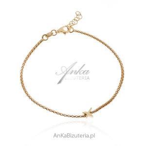 Bransoletka srebrna pozłacana z subtelną jaskółką