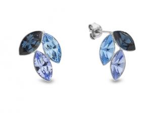 Kolczyki srebrne próby 925 oraz ekskluzywnych kryształów w kolorach montana, light sapphire i aquamarine.