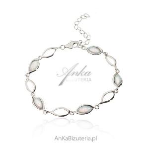 Biżuteria srebrna - bransoletka srebrna z białym opalem