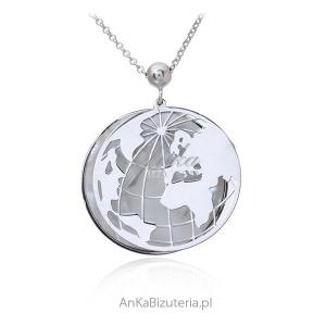 Piękny długi naszyjnik kula ziemska z masą perłową
