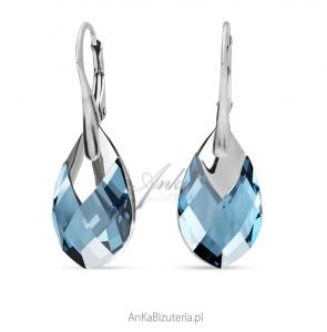 Kolczyki srebrne swarovski silver drop w kolorze aquamarine light chrome.