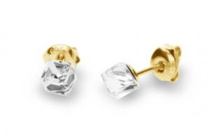 Kolczyki srebrne pozłacane small cube studs crystal