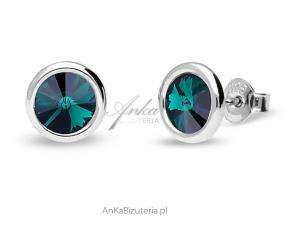 Kolczyki srebrne swarovski tiny bonbon studs w kolorze emerald