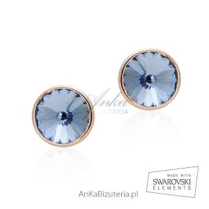 Kolczyki srebrne swarovski pozłacane różowym złotem - line argent hiszpania